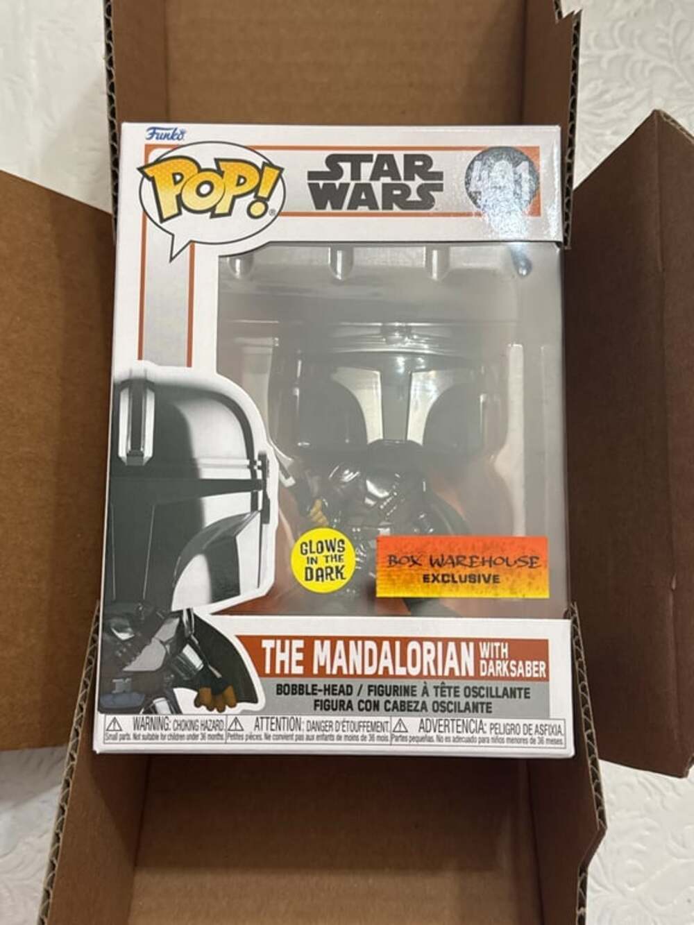 Funko Pop! The Mandalorian #491 GITD Dark Saber BoxWarehouse Exclusive NIB